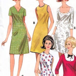 1960s Butterick 4029 Vintage Sewing Pattern Misses A-line Dress Size 10 Bust 31, Size 14 Bust 34