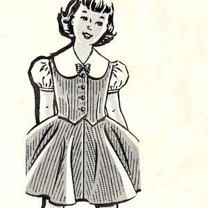 1950s Mail Order 8437 Vintage Sewing Pattern Girls Circle Skirt, Fitted Vest, Blouse Size 6