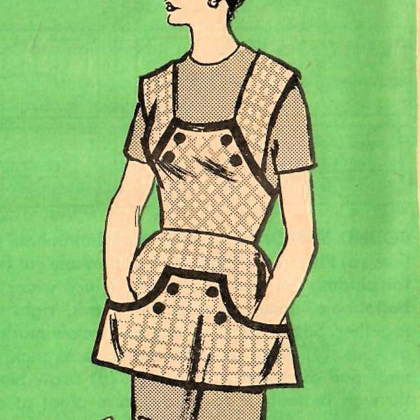 1960s Mail Order 4920 UNCUT Vintage Sewing Pattern Full Apron, Cobbler Apron, Women Size Large (Bust 46-48)