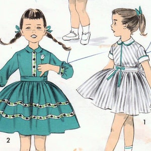 1950s Advance 8188 Vintage Sewing Pattern Girls Full Skirt Dress, Party Dress Size 3