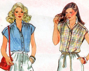 Cut and Complete Vintage Sewing Pattern Vogue 5694 Women\u2019s Overblouse Blouse  Size 16 Bust 36\u201d