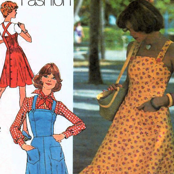 1970s Simplicity 6926 Vintage Sewing Pattern Sundress, Jumper Young Jr/Teen Size Bust 28-29, Misses Size Bust 32-1/2, Size Bust 38