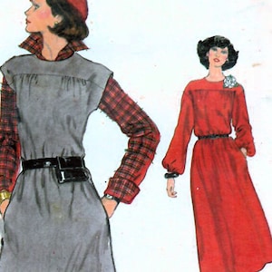 1970s Vogue 9604 Vintage Sewing Pattern Misses Loose-fitting Yoked Dress, Loose-fitting Dress Size 8 Bust 31-1/2