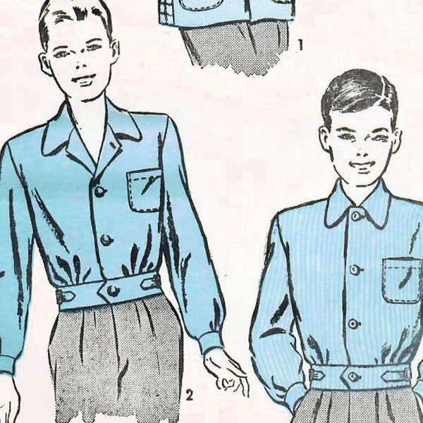 1940s Advance 3970 FF Vintage Sewing Pattern Boy's Sports Jacket. Bomber Jacket Size 6, Size 8