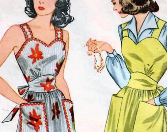 Vintage 1943 Simplicity 4525 Sewing Pattern Misses Sundress, Pinafore, Jumper, Blouse Size 14 Bust 32, Size 16 Bust 34