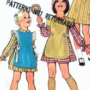 1970 年代のシンプルさ 5873 ヴィンテージ裁縫パターン 女の子用ドレス、エプロン サイズ 2