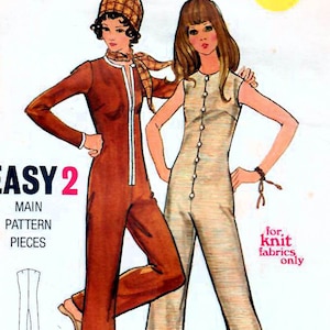 1970s Butterick 6015 Vintage Sewing Pattern Misses Long Jumpsuit, Fitted Jumpsuit Size 12 Bust 34