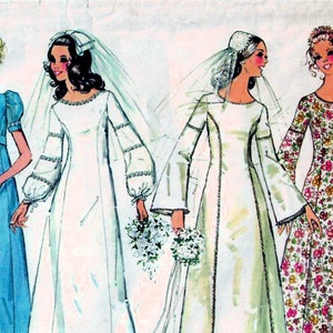 1970s Simplicity 9935 Vintage Sewing Pattern Misses Bridal Dress, Wedding Gown, Bridesmaid Dress, Formal Dress Size 8 Bust 31-1/2