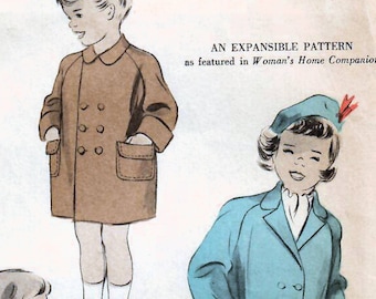 1950s Advance 5466 UNUSED Vintage Sewing Pattern Boys Girls Coat, Chesterfield Coat, Overcoat Size 2