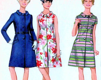 1960s Butterick 4553 UNUSED Vintage Sewing Pattern Mises A-line Dress, Coat Dress, Step-in Dress Size 14 Bust 34