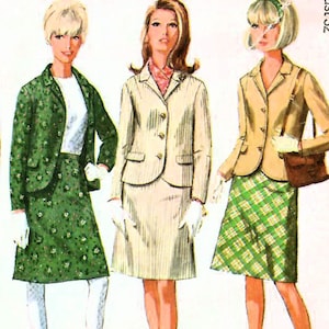 1960s Simplicity 6685 Vintage Sewing Pattern Misses Suit, A-line Skirt, Tailored Jacket or Blazer, Size 10 Bust 31, Size 12 Bust 32