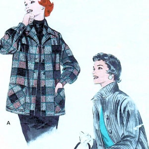 Könnte beinhalten: Vintage-Schnittmuster für eine Jacke mit zwei verschiedenen Stilen. Das Schnittmuster ist für eine Größe 14, Brustumfang 32. Das Schnittmuster heißt "Butterick Printed Pattern" und die Nummer ist 7044. Der Preis beträgt 50 Cent.