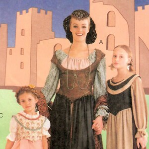 Década de 1990 McCall&#39;s 8449 UNCUT Patrón de costura vintage se pierde traje medieval, Edad Media Tamaño Pequeño (8-10) Busto 31-1/2 - 32-1/2