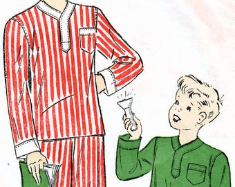 1930s Du Barry 2344B Vintage Sewing Pattern Boys Two Piece Pajamas, Long Pajamas Size 8