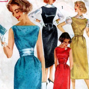 1950s Simplicity 2144 Vintage Sewing Pattern Misses Slim Fitted Dress, Formal Dress, Jumper Size 16 Bust 36