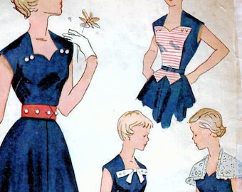 1940s Vogue 6744 Vintage Sewing Pattern Misses One-piece Dress