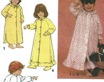 1970s Simplicity 9251 UNCUT Vintage Sewing Pattern Toddler Nightgown, Pajamas, Robe Size 2
