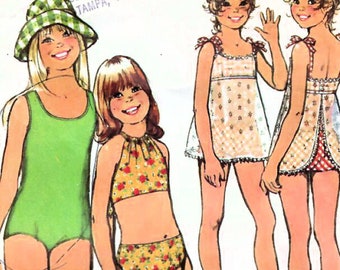 1970s Simplicity 5600 Vintage Sewing Pattern Girls Swimsuit, Bathing Suit, Maillot, Bikini Size 10