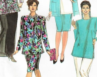1990s Simplicity 7072 UNCUT Vintage Sewing Pattern Women Slim Skirt, Pants, Tunic Top, Jacket Size 18W-24W Bust 40 to 46