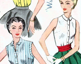 1950s Simplicity 4238 Vintage Sewing Pattern Misses Shirtwaist