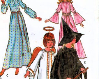 1970s Butterick 6312 / 4938 Vintage Sewing Pattern  Costume Fairy Godmother, Princess, Angel, Witch Girl Size 6