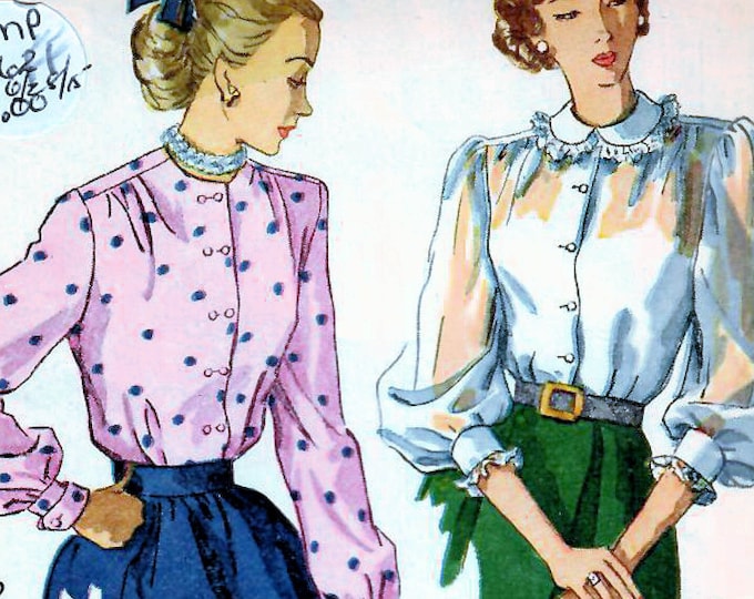 1940s Simplicity 2382 UNCUT Vintage Sewing Pattern Misses Shirtwaist ...