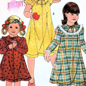 1970s Butterick 6177 Vintage Sewing Pattern Girl's Prairie Dress, Country Dress, Yoked Dress Designer Betsey Johnson Size 5 image 1