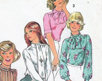 1970s Simplicity 6625 Vintage Sewing Pattern Misses Blouse, Cossack Blouse, Tie Scarf Size 10 Bust 32-1/2