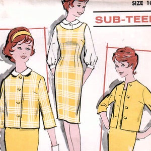 1960s Advance 9849 UNCUT Vintage Sewing Pattern Subteen Tween Slim Dress, Sheath, Jumper, Blouse, Box Jacket Size 10s Bust 29