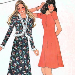 May include: A sewing pattern for a dress and jacket. The pattern is for misses' sizes 10 to 32 1/2. The pattern is called McCall's 3916 and is a step-by-step pattern. The pattern is $1.00 in the United States and $1.10 in Canada. The pattern is dressmaker tested. The pattern is extra carefree.