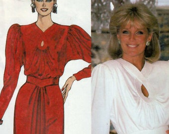 1980s McCall's 9240 UNCUT Vintage Sewing Pattern Celebrity Fashion Dynasty Linda Evans Misses Evening Dress, Belt Size 8 Bust 31-1/2