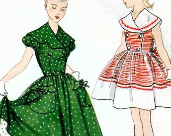 1950s Simplicity 3784 Vintage Sewing Pattern Girls Party Dress, Full Skirt Dress, Petticoat Size 12