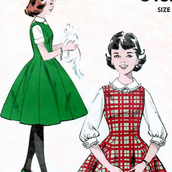 1950s Advance 9162 Vintage Sewing Pattern Full Skirt Jumper, Princess Jumper, Blouse Sub-Teen Size 8s Bust 28