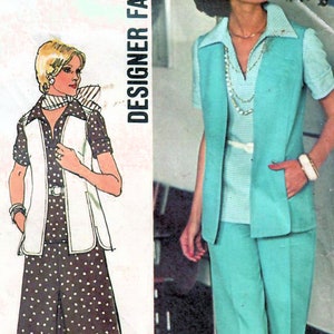 1970s Simplicity 6336 Vintage Sewing Pattern Misses Two-Piece Dress, Top, Skirt, Vest, Pants Size 10 Bust 32.5, Size 18 Bust 40
