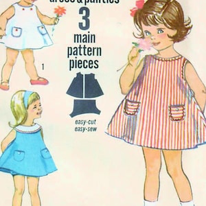 1960s Simplicity 5013 Vintage Sewing Pattern Toddler Sundress, Tent Dress, Panties Size 2, Size 4