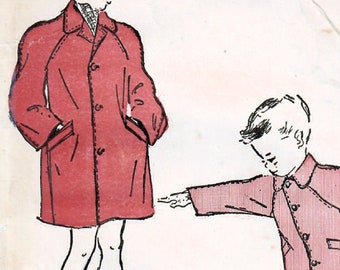 1940s Advance 4442 Vintage Sewing Pattern Boys Coat, Overcoat, Chesterfield Coat Size 2, Size 6