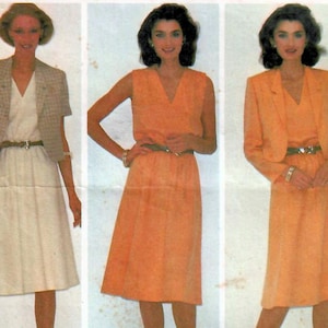 1980s McCall es 7456 Vintage Schnittmuster Misses Pullover Kleid, Cropped Jacke Gr. 10-12, Gr. 16-18-20