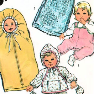 1980s Simplicity 5735 UNCUT Vintage Sewing Pattern Infant Winter Layette Bunting, Pants, Hooded Jacket, Overalls Size 6 Months