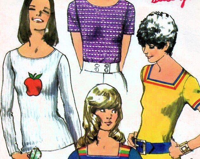 Pattern 9821 1970s Simplicity 9821 Vintage Sewing Pattern Misses T-shirt, Pullover ...