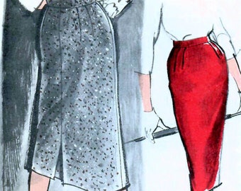 1960s Advance 9498 Vintage Sewing Pattern Misses Slim Fitted Skirt, Wiggle Skirt Size Waist 26, Size Waist 28
