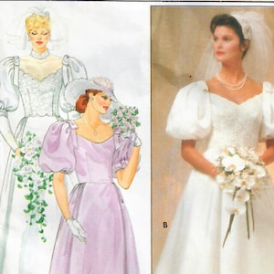 1980s Butterick 4766 Vintage Sewing Pattern Misses Bridal Dress, Wedding Gown Size 6, Size 8, Size 12, Size 14