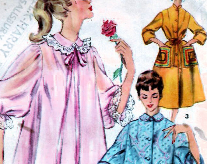 1950s Simplicity 4972 Vintage Sewing Pattern Misses Duster Negligee ...