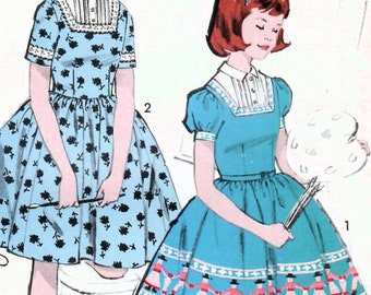 1960s Advance 9874 Vintage Sewing Pattern Girl's Party Dress, Full Skirt Dress Size 7, Size 8