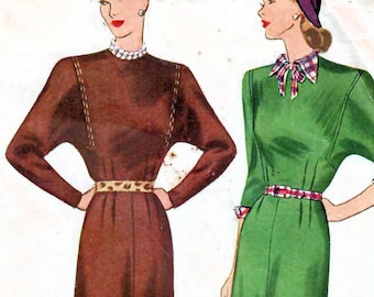 1940s Vogue 6744 Vintage Sewing Pattern Misses One-piece Dress