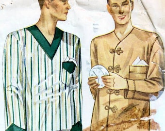 1930s Simplicity 2289 Vintage Sewing Pattern Men's Long Pajamas Size 38