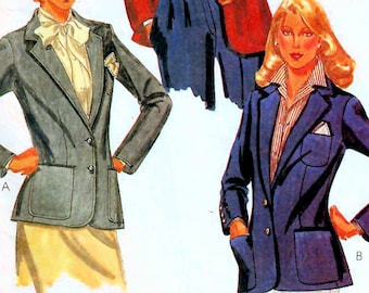 1980s McCall's 7263 Vintage Sewing Pattern Blazer, Tailored Jacket, Fitted Jacket Misses Size 16 Bust 38