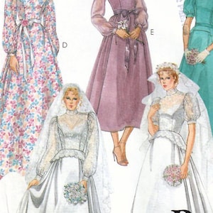 1980s McCall&#39;s 7847 Vintage Sewing Pattern Misses Bridal Dress, Wedding Gown Size 8 Bust 31-1/2