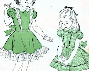 1940s Advance 5067 Vintage Sewing Pattern Girls Party Dress, Circle Skirt Dress Size 2