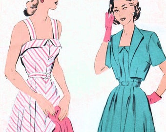 1940s Advance 4904 Vintage Sewing Pattern Misses Midi Sundress and Bolero Size 14 Bust 32, Size 16 Bust 34