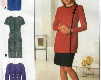 1990s Simplicity 7763 UNCUT Vintage Sewing Pattern Misses Dress, Tunic Top, Skirt Size 8-10-12 Bust 31-1/2 - 32-1/2 - 34